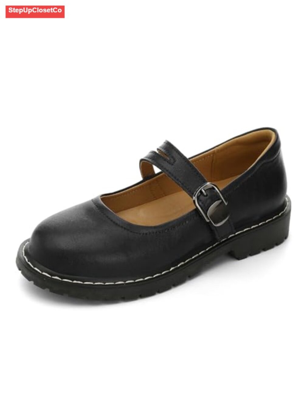 Mary Jane Flats Women Leather Oxfords Non Slip Hook Loop Memory Foam Comfort